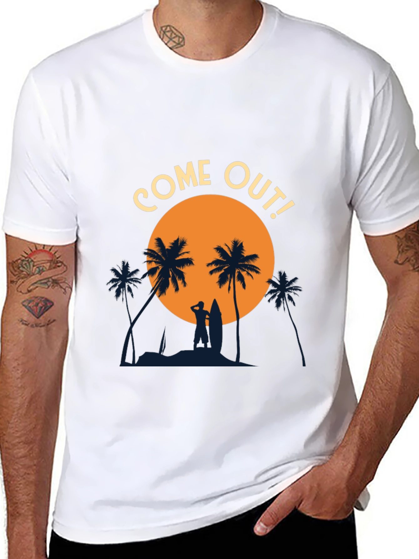 Come Out! Black Graphic Tee - Beach Vibes