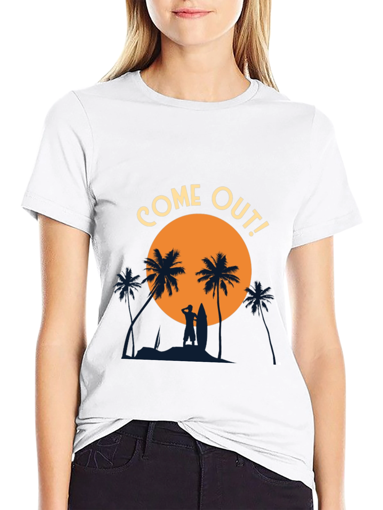 Come Out! Black Graphic Tee - Beach Vibes