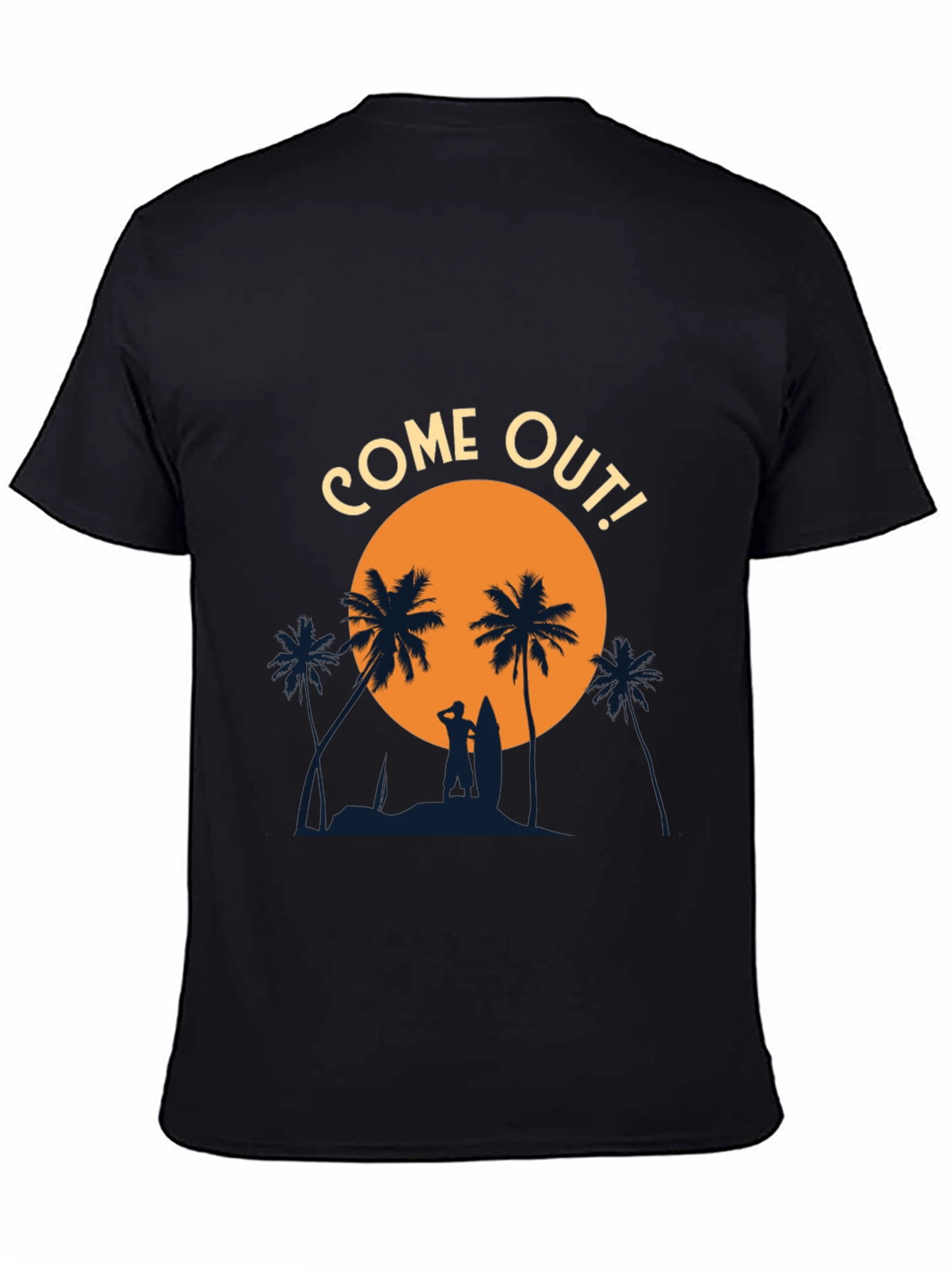 Come Out! Black Graphic Tee - Beach Vibes