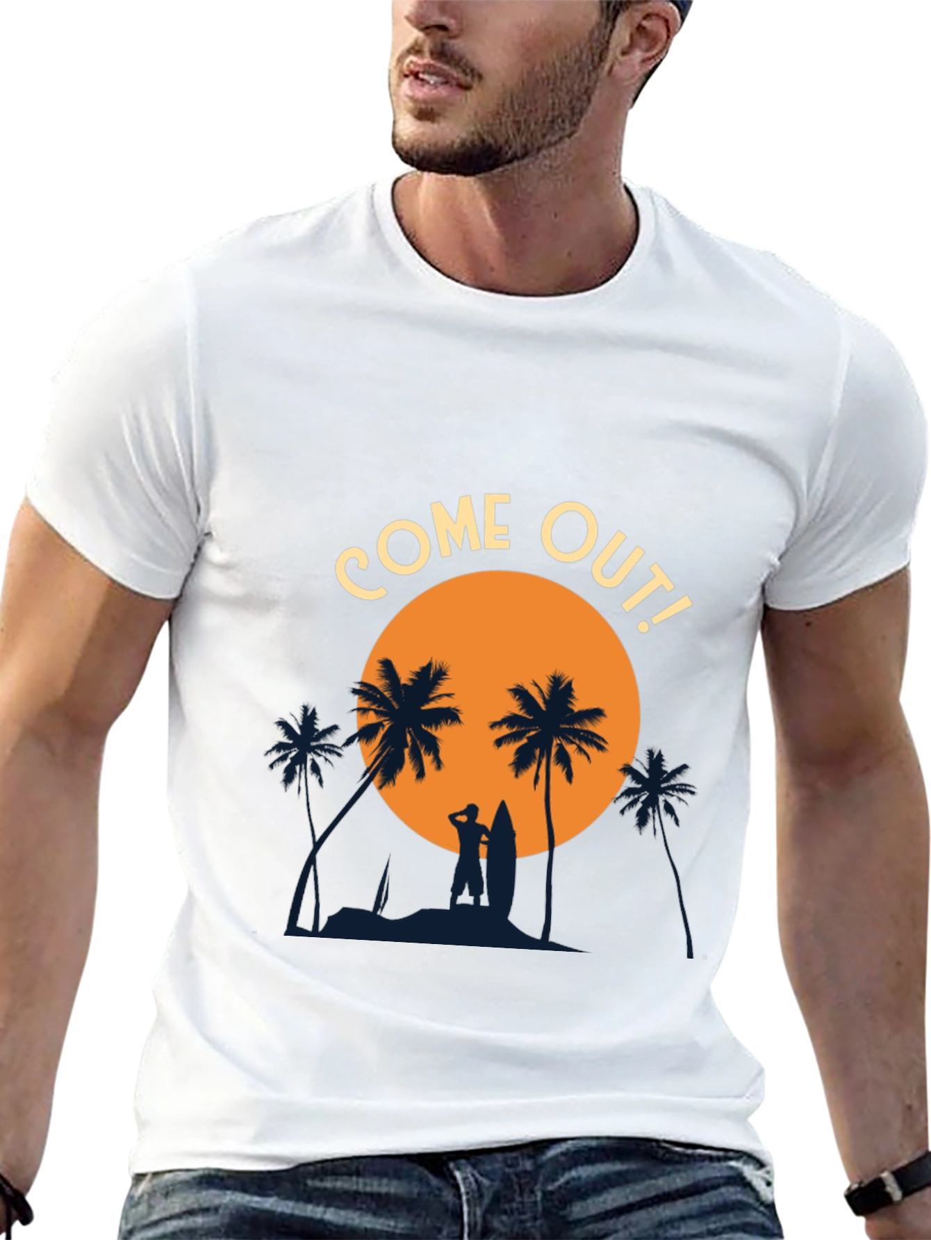 Come Out! Black Graphic Tee - Beach Vibes