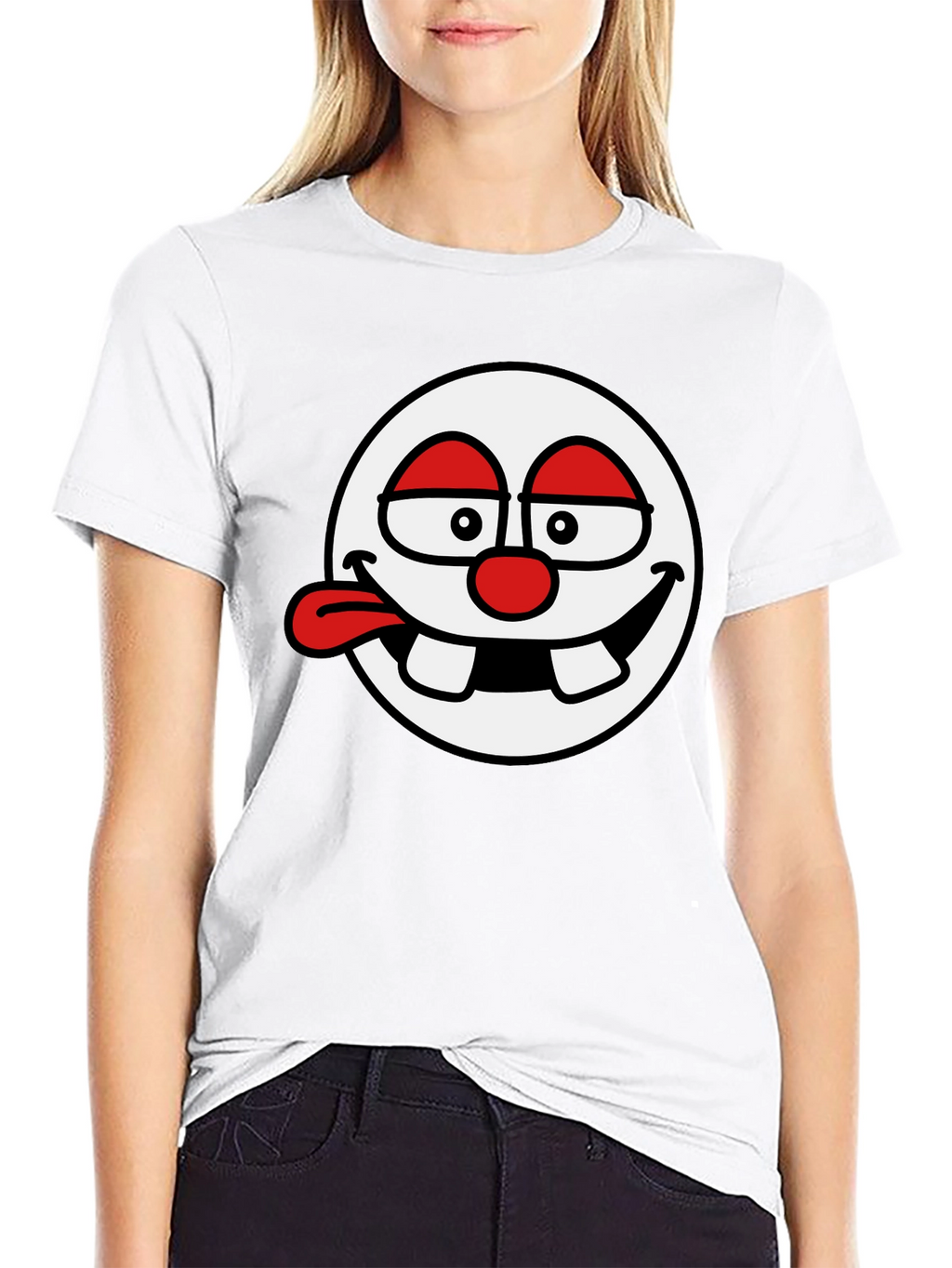 Funny Face Graphic Tee - Black Cotton T-Shirt