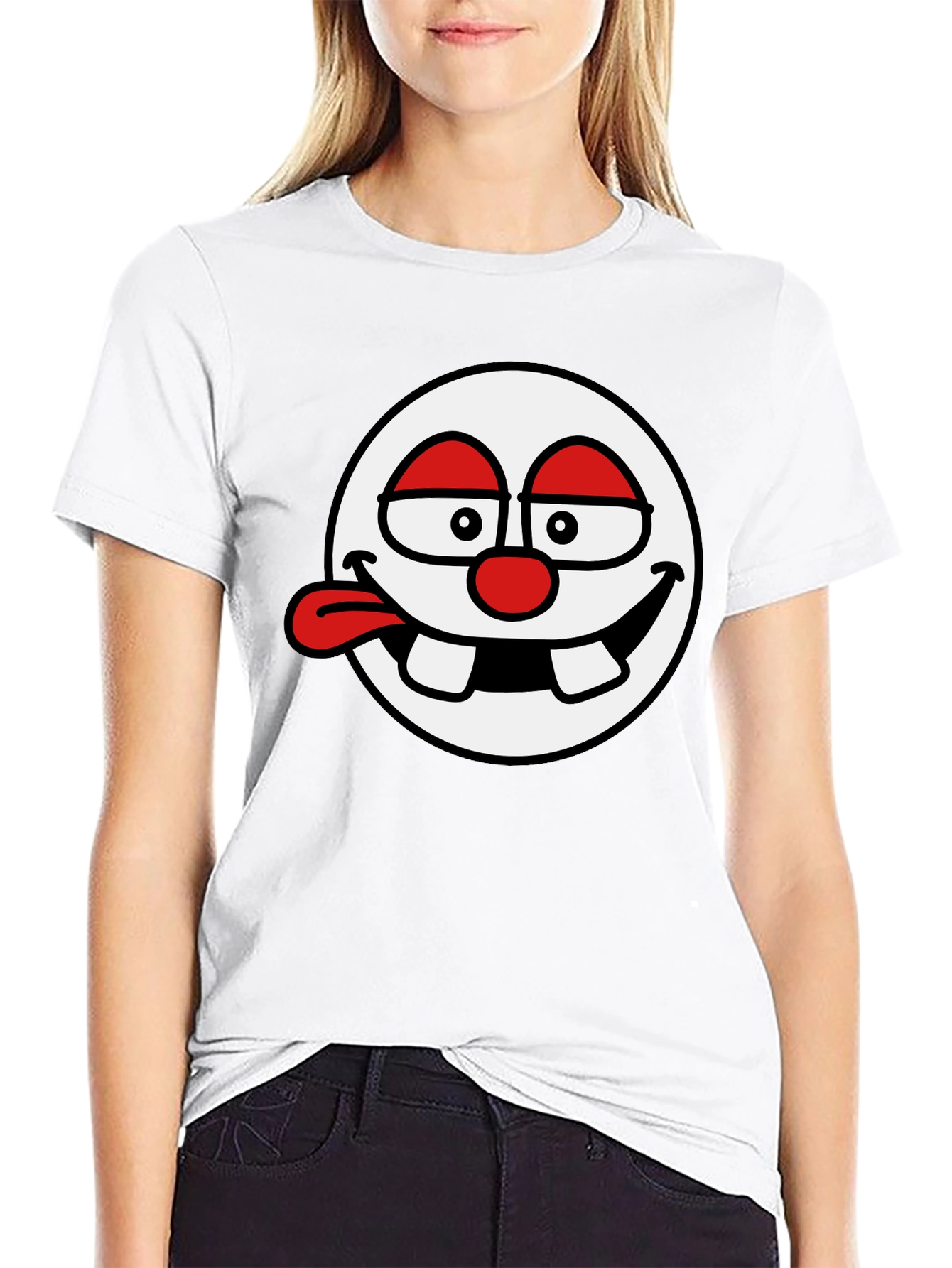 Funny Face Graphic Tee - Black Cotton T-Shirt
