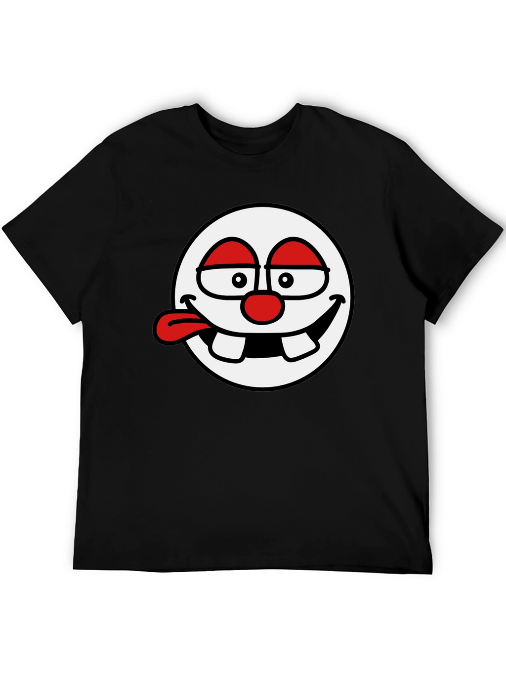 Funny Face Graphic Tee - Black Cotton T-Shirt