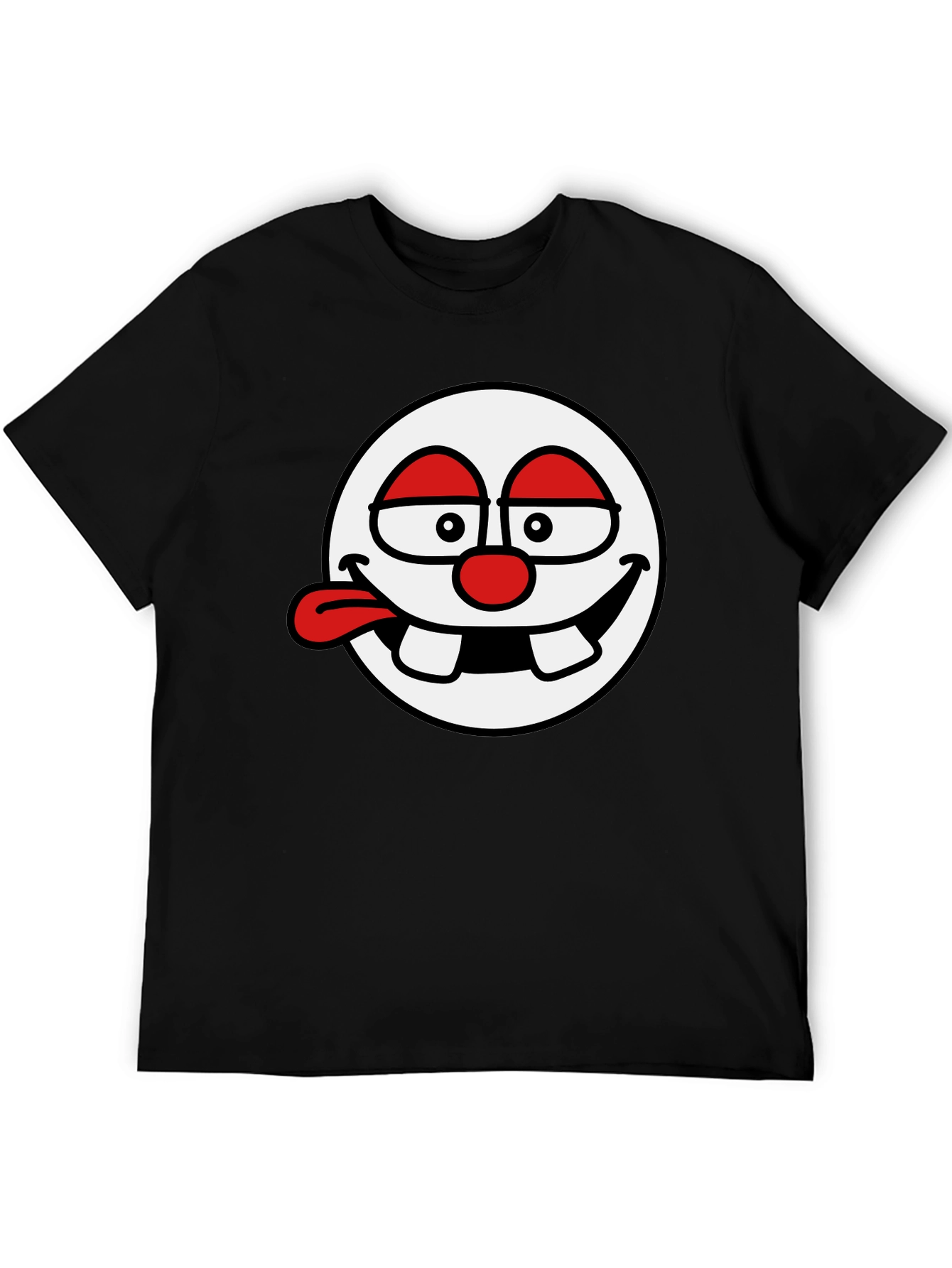 Funny Face Graphic Tee - Black Cotton T-Shirt