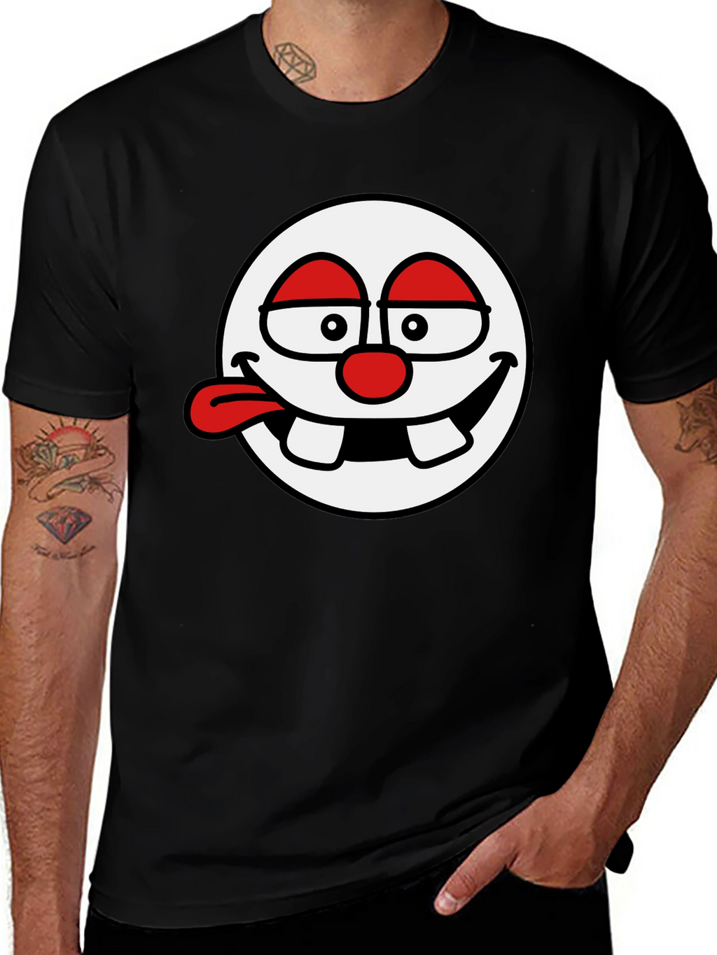 Funny Face Graphic Tee - Black Cotton T-Shirt