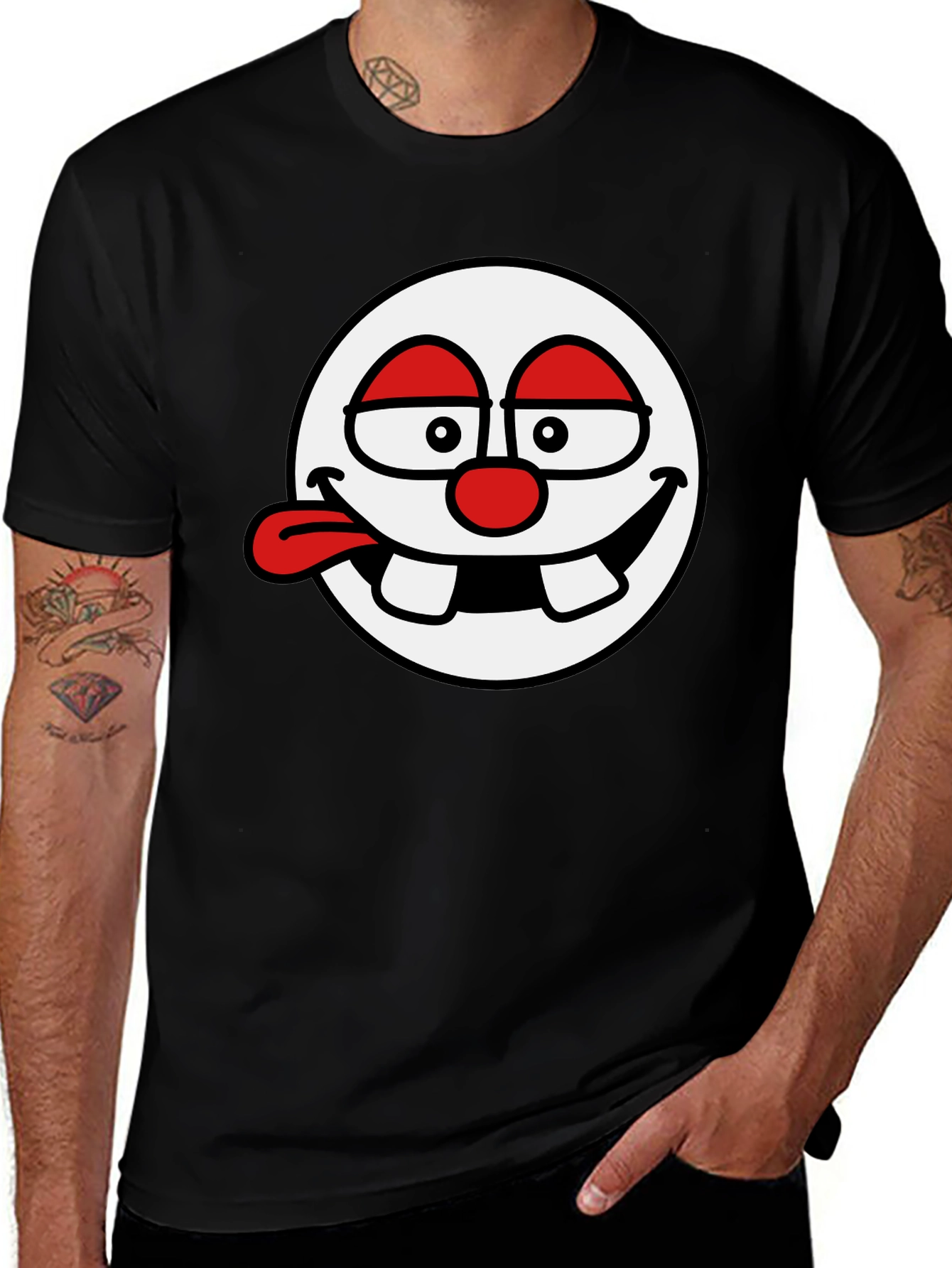 Funny Face Graphic Tee - Black Cotton T-Shirt