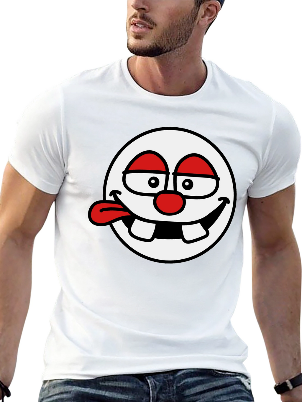 Funny Face Graphic Tee - Black Cotton T-Shirt