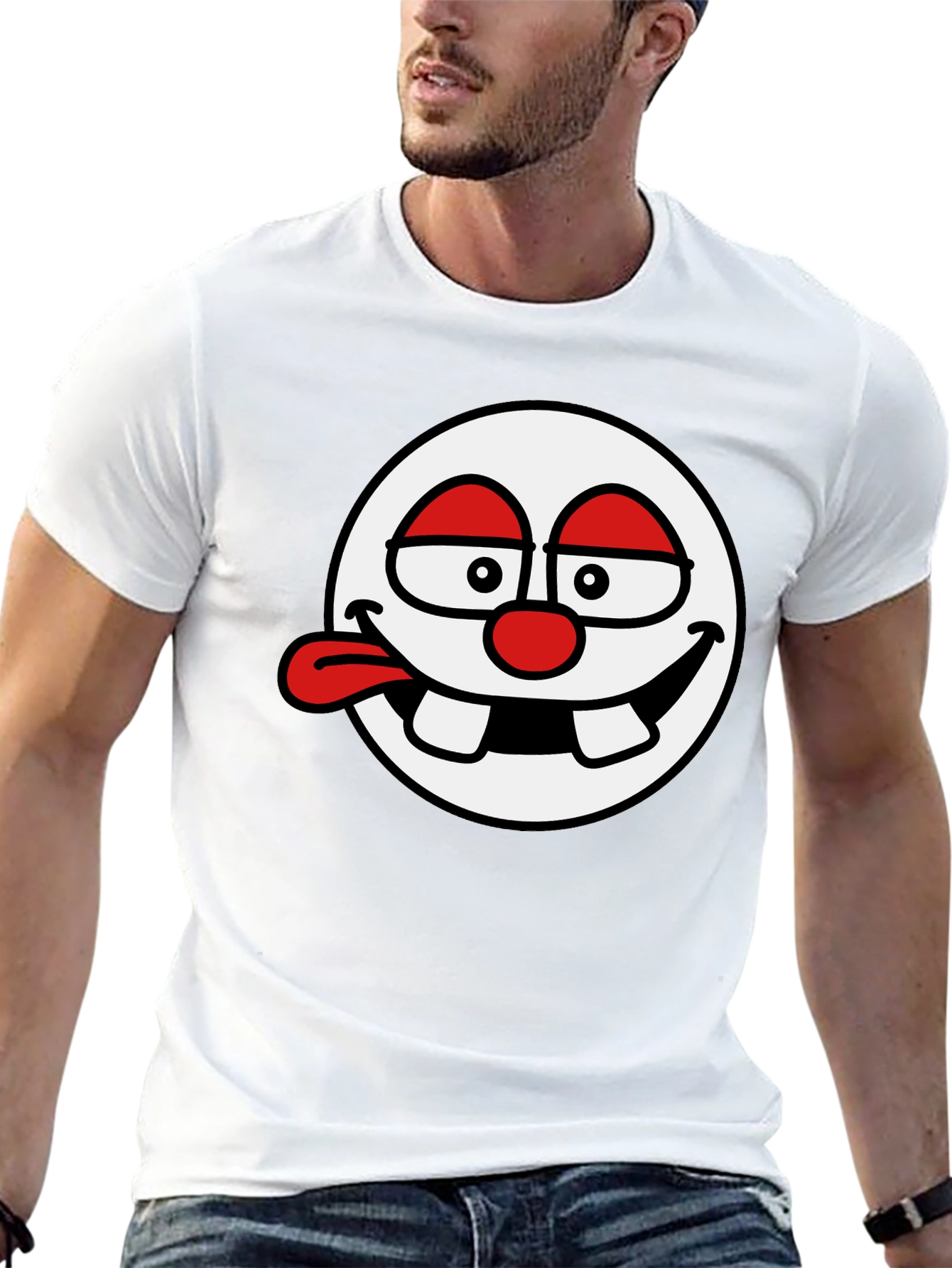 Funny Face Graphic Tee - Black Cotton T-Shirt