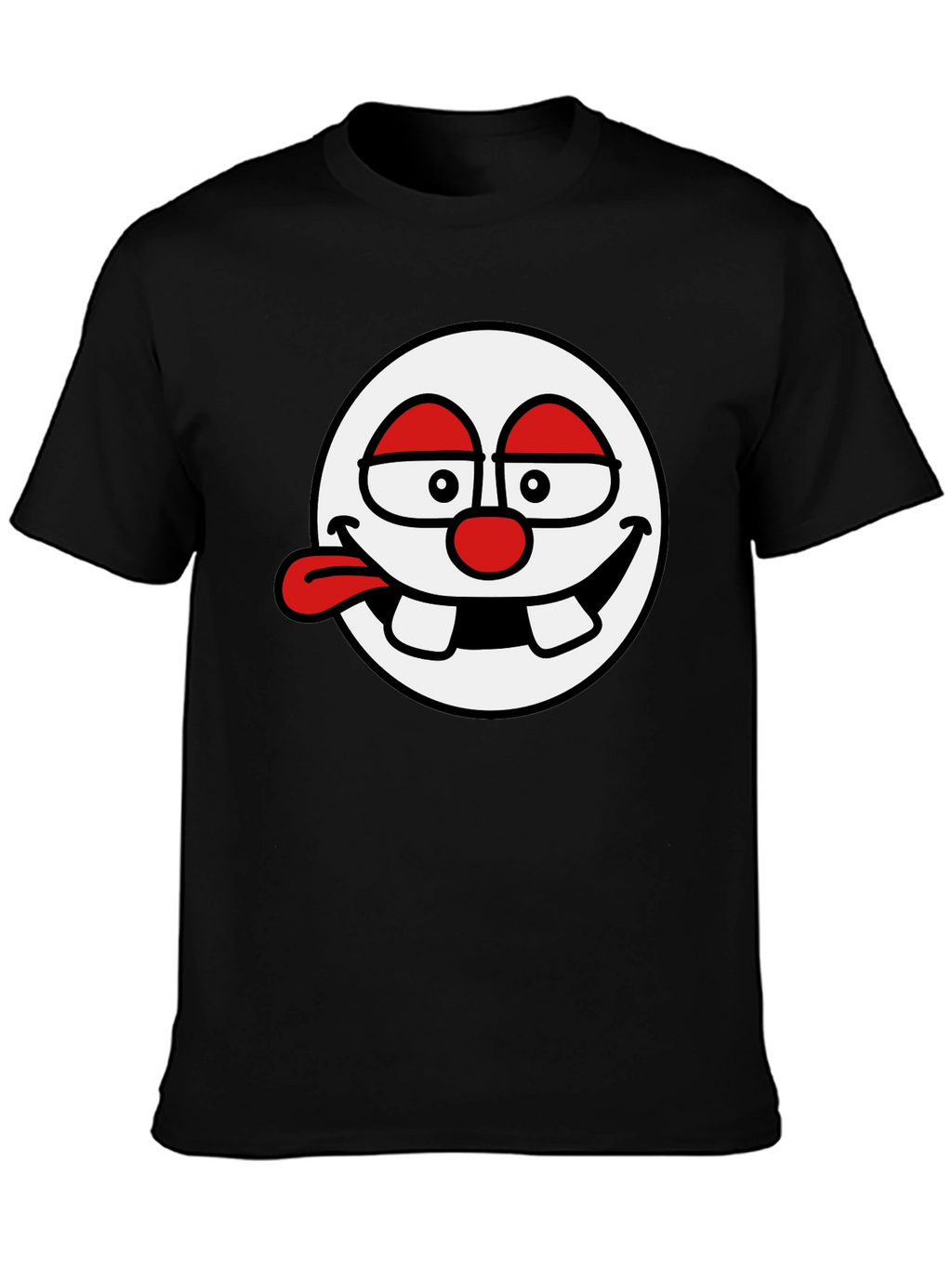 Funny Face Graphic Tee - Black Cotton T-Shirt