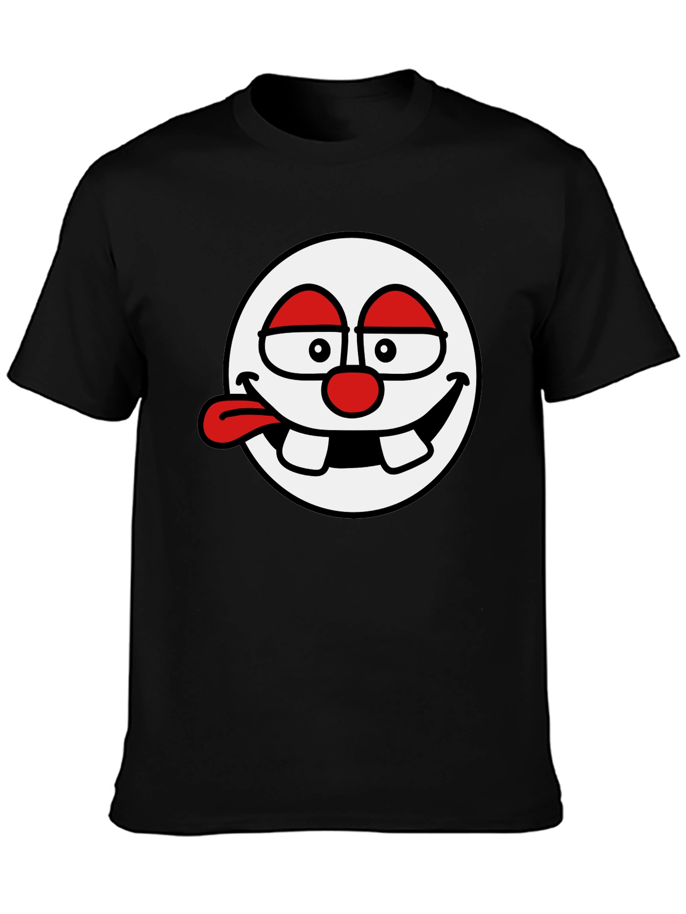 Funny Face Graphic Tee - Black Cotton T-Shirt