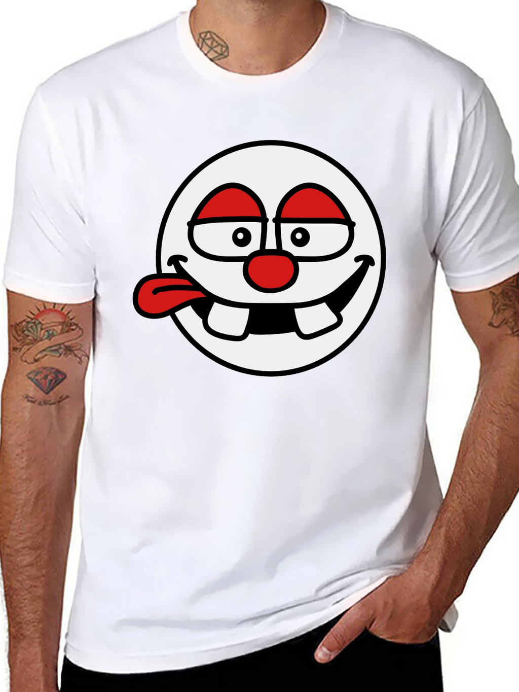 Funny Face Graphic Tee - Black Cotton T-Shirt