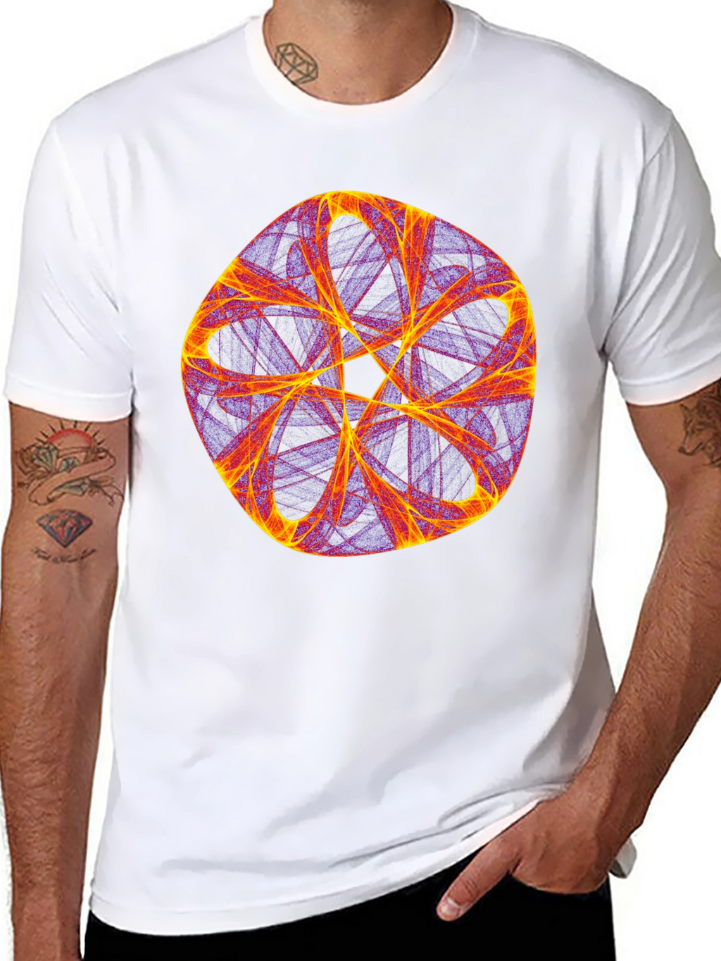 Abstract Geometric Graphic Tee - Bold Black
