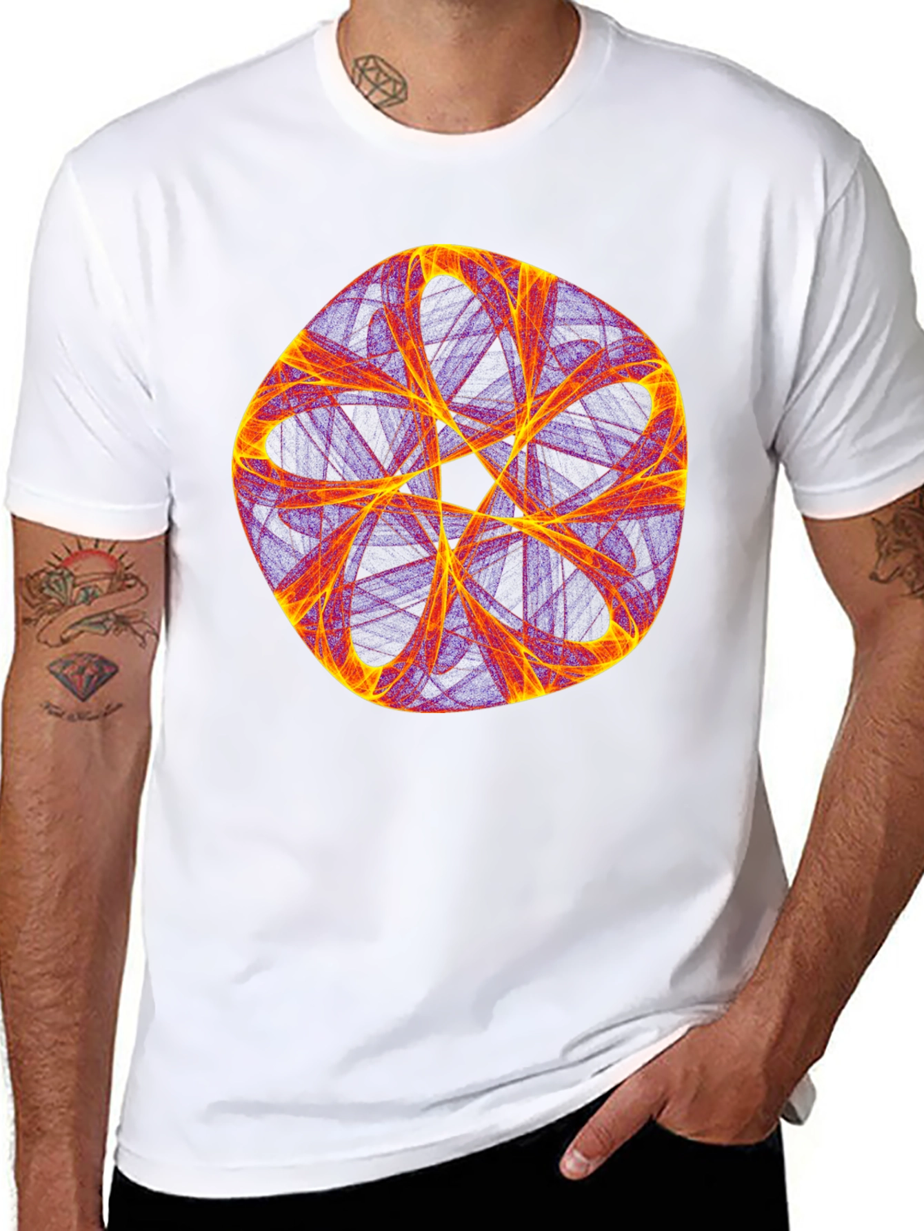 Abstract Geometric Graphic Tee - Bold Black