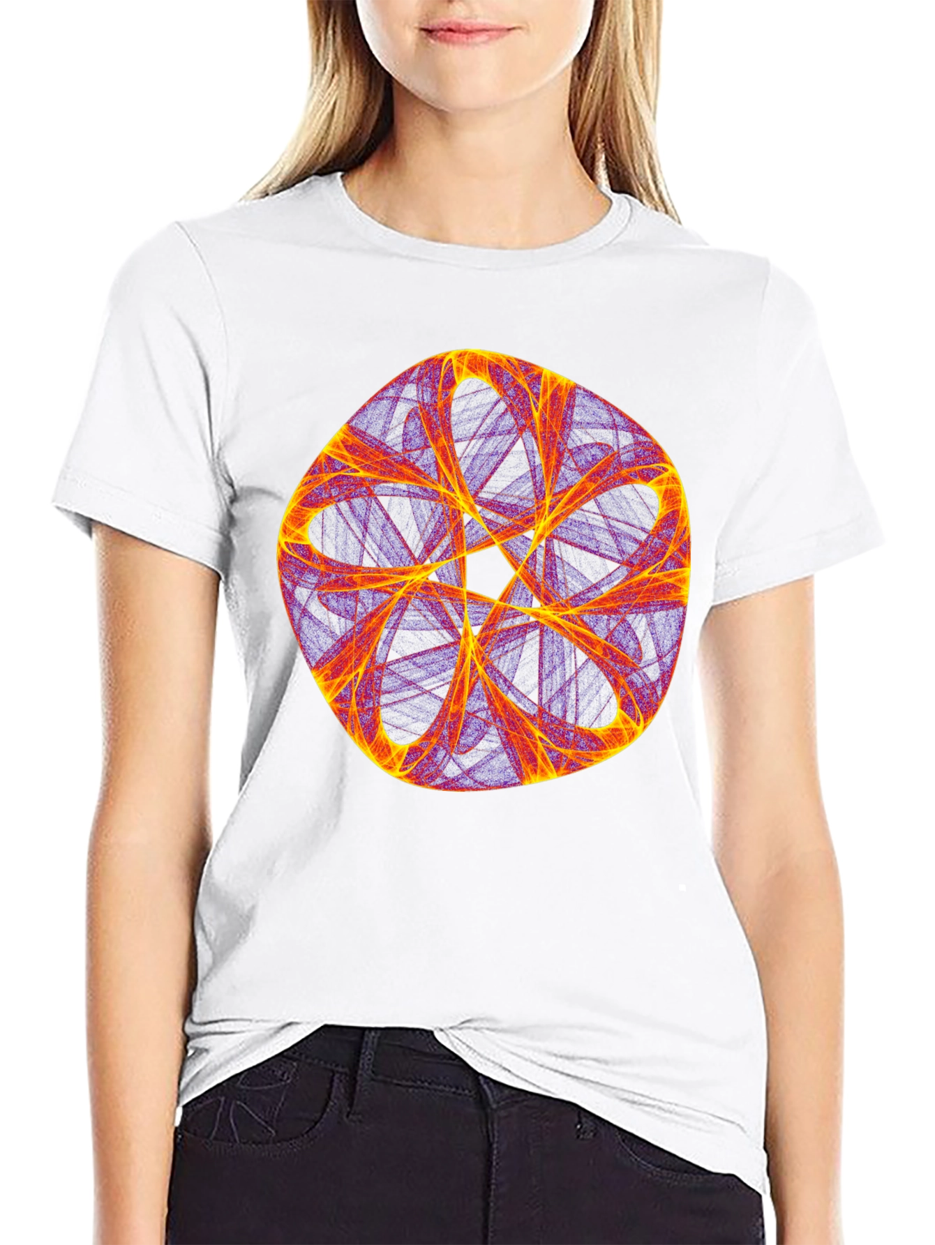 Abstract Geometric Graphic Tee - Bold Black