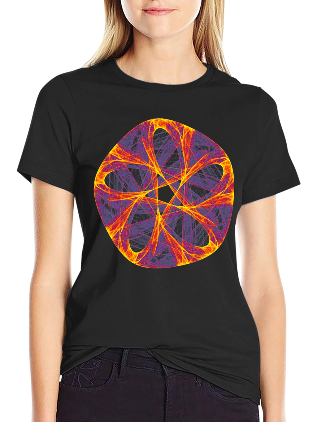 Abstract Geometric Graphic Tee - Bold Black