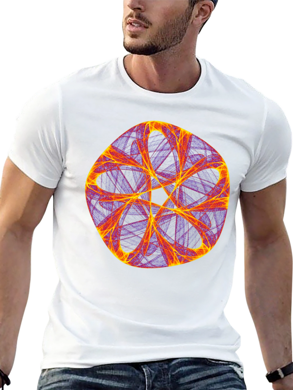 Abstract Geometric Graphic Tee - Bold Black