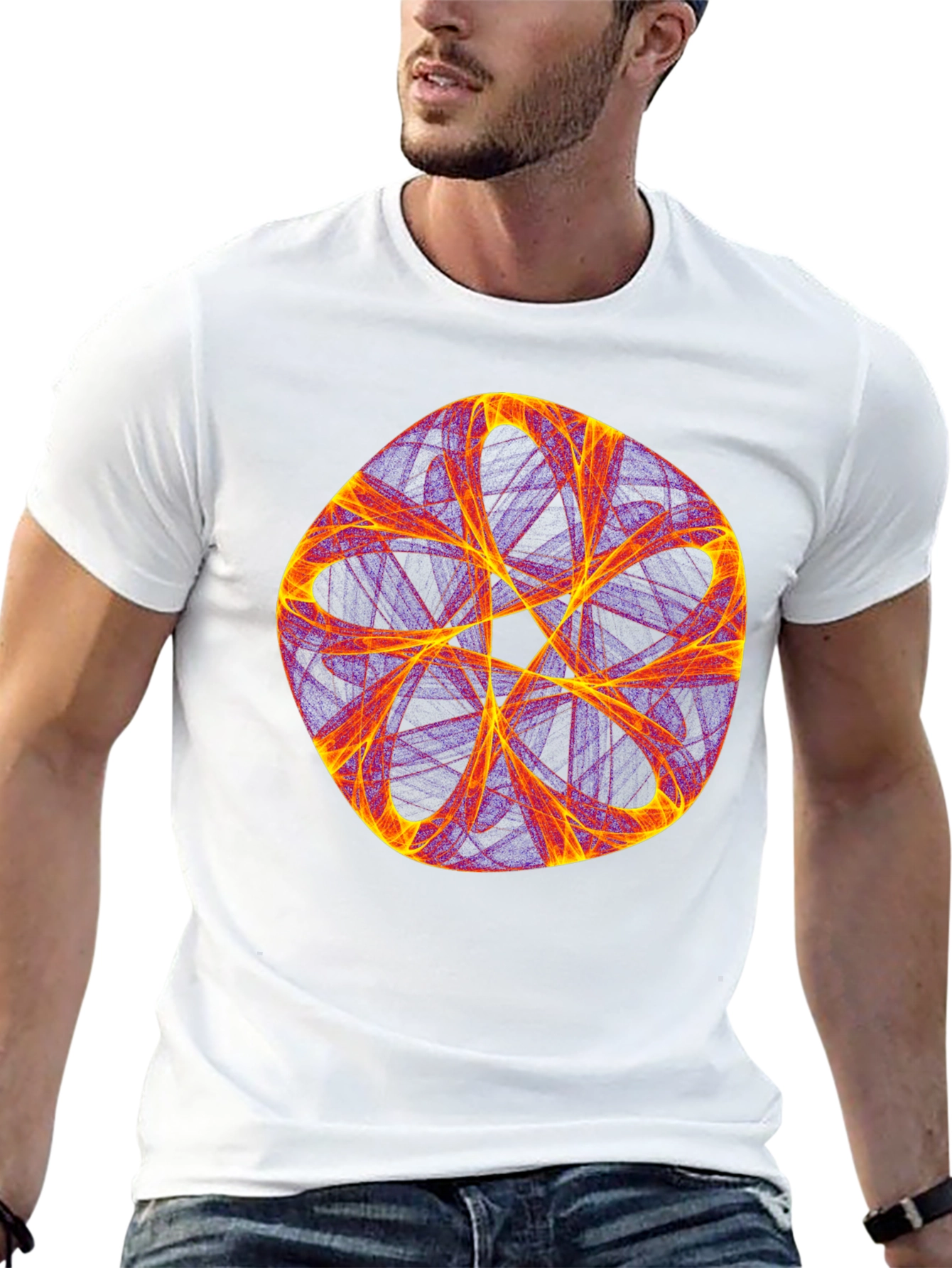 Abstract Geometric Graphic Tee - Bold Black