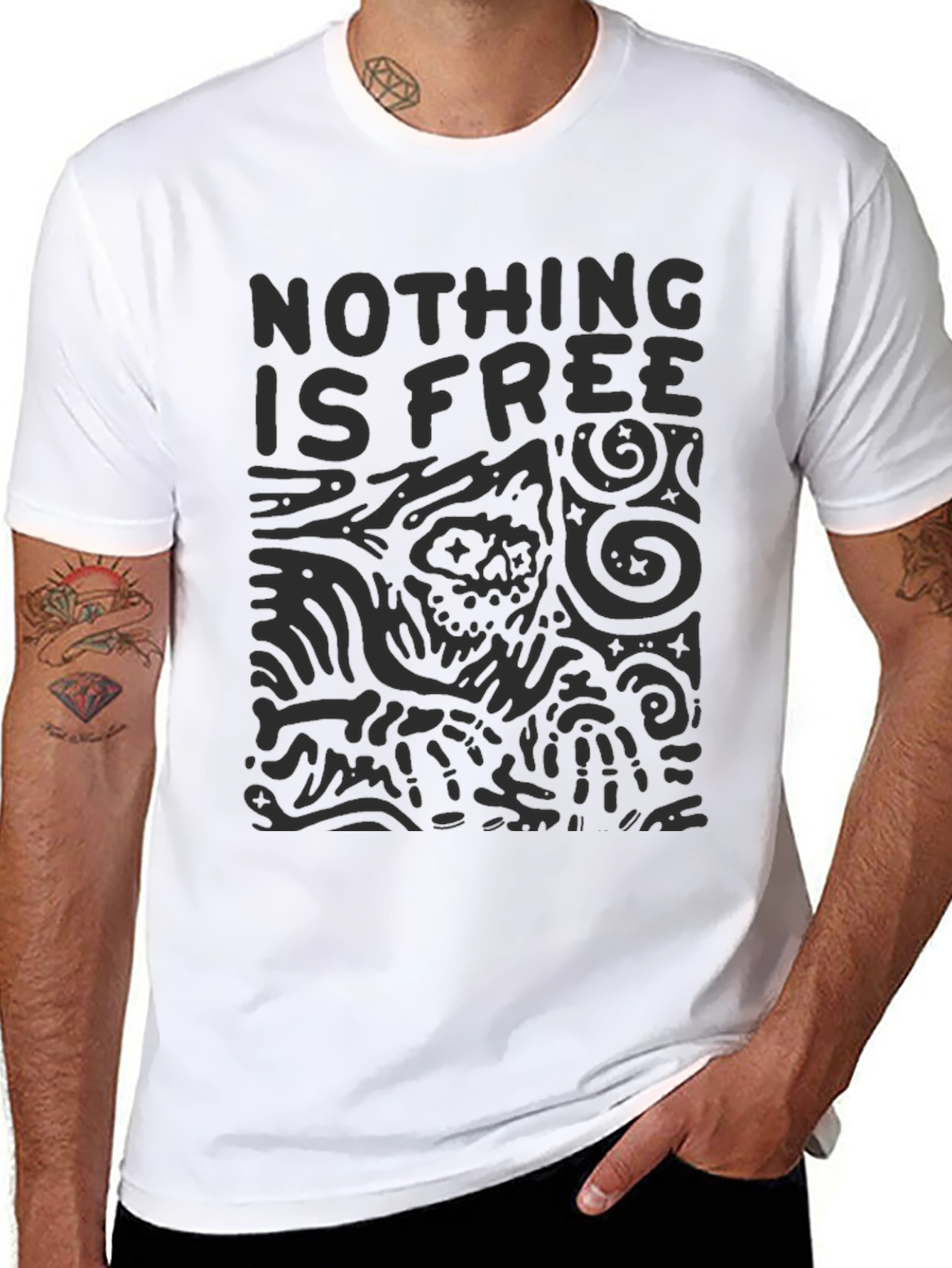 Nothing is Free Graphic Tee - Black