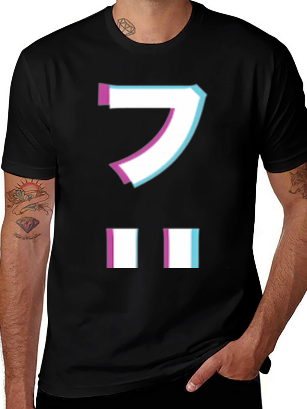 Retro Japanese Character Graphic Tee - Black