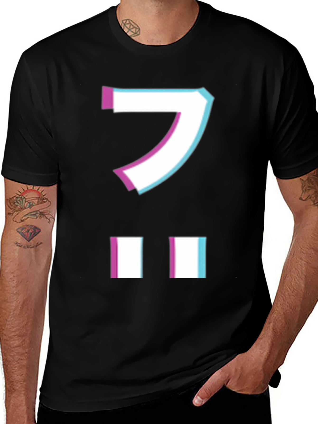 Retro Japanese Character Graphic Tee - Black