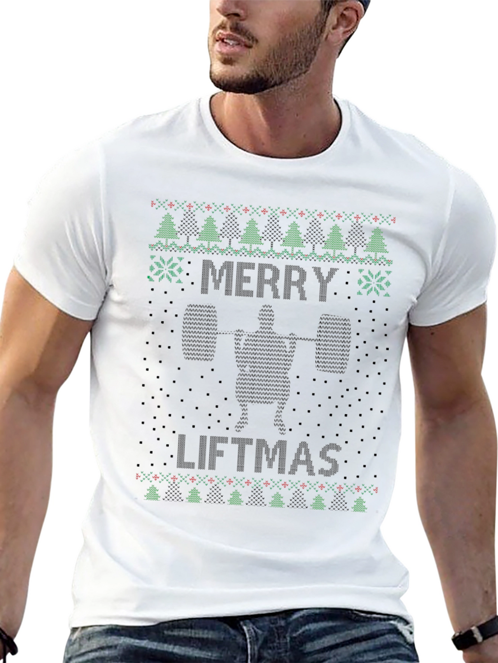 Merry Liftmas Ugly Christmas T-Shirt - Black