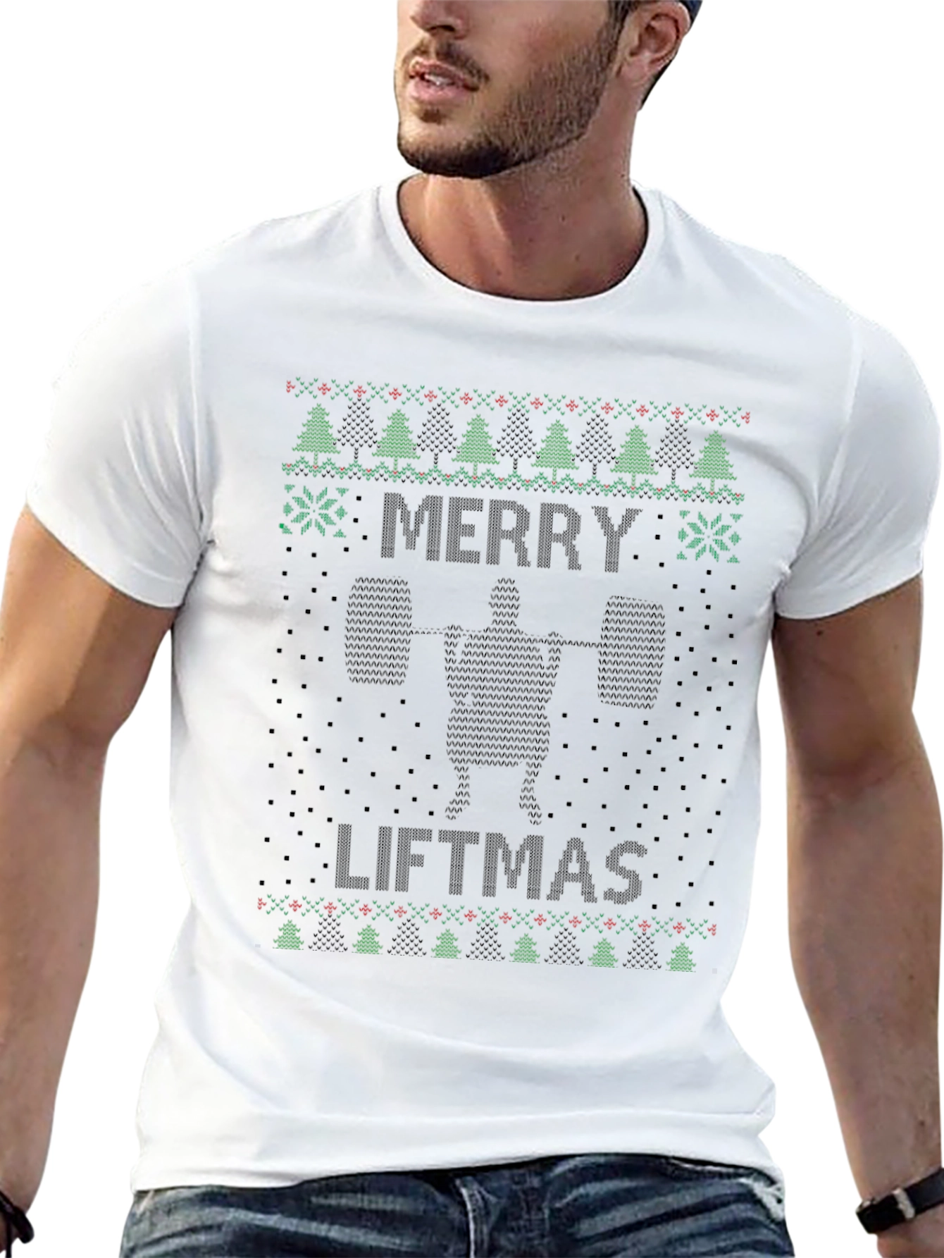 Merry Liftmas Ugly Christmas T-Shirt - Black