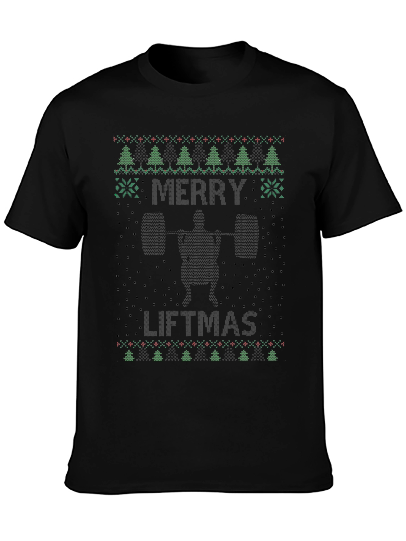 Merry Liftmas Ugly Christmas T-Shirt - Black