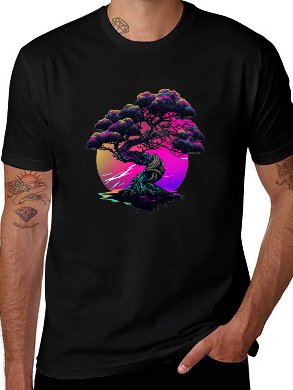 Vaporwave Bonsai Black Tee