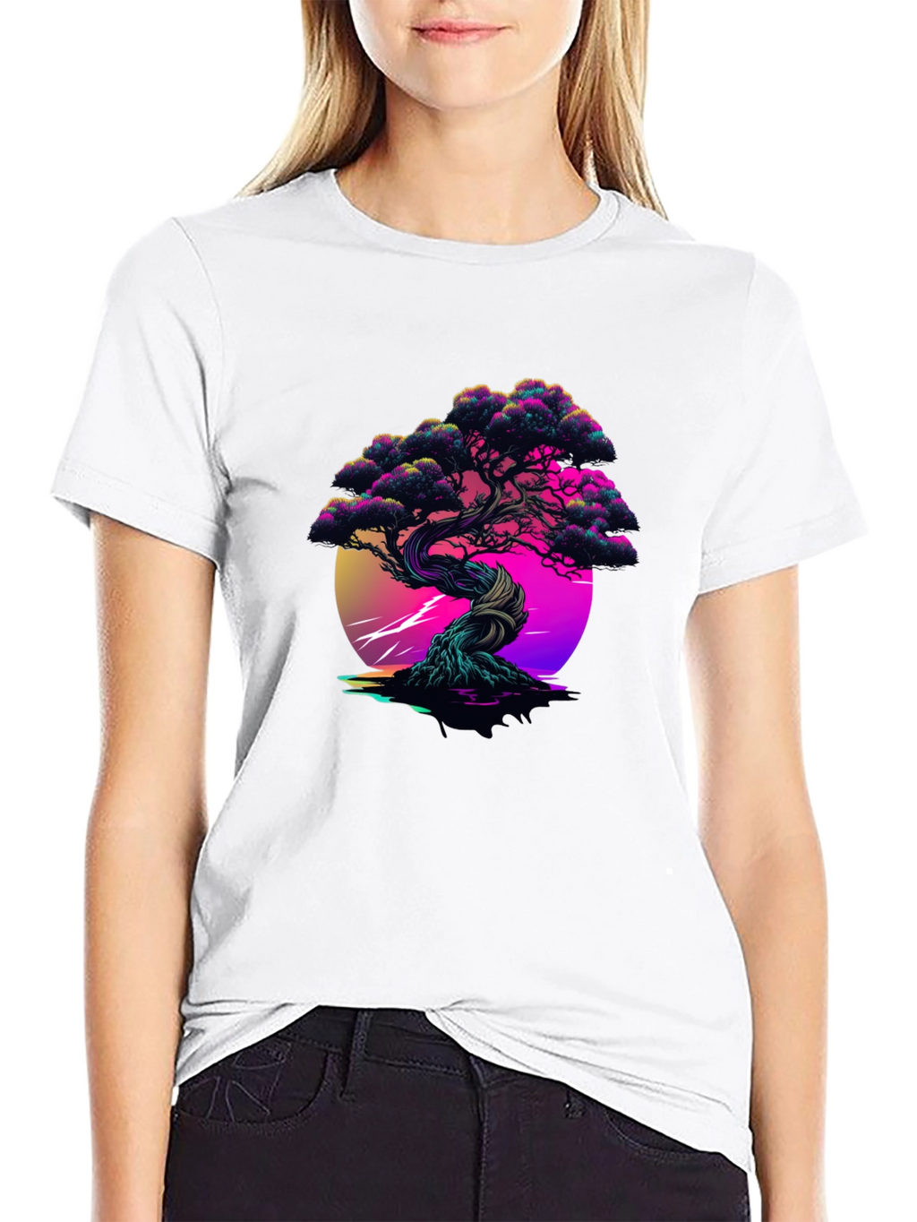 Vaporwave Bonsai Black Tee