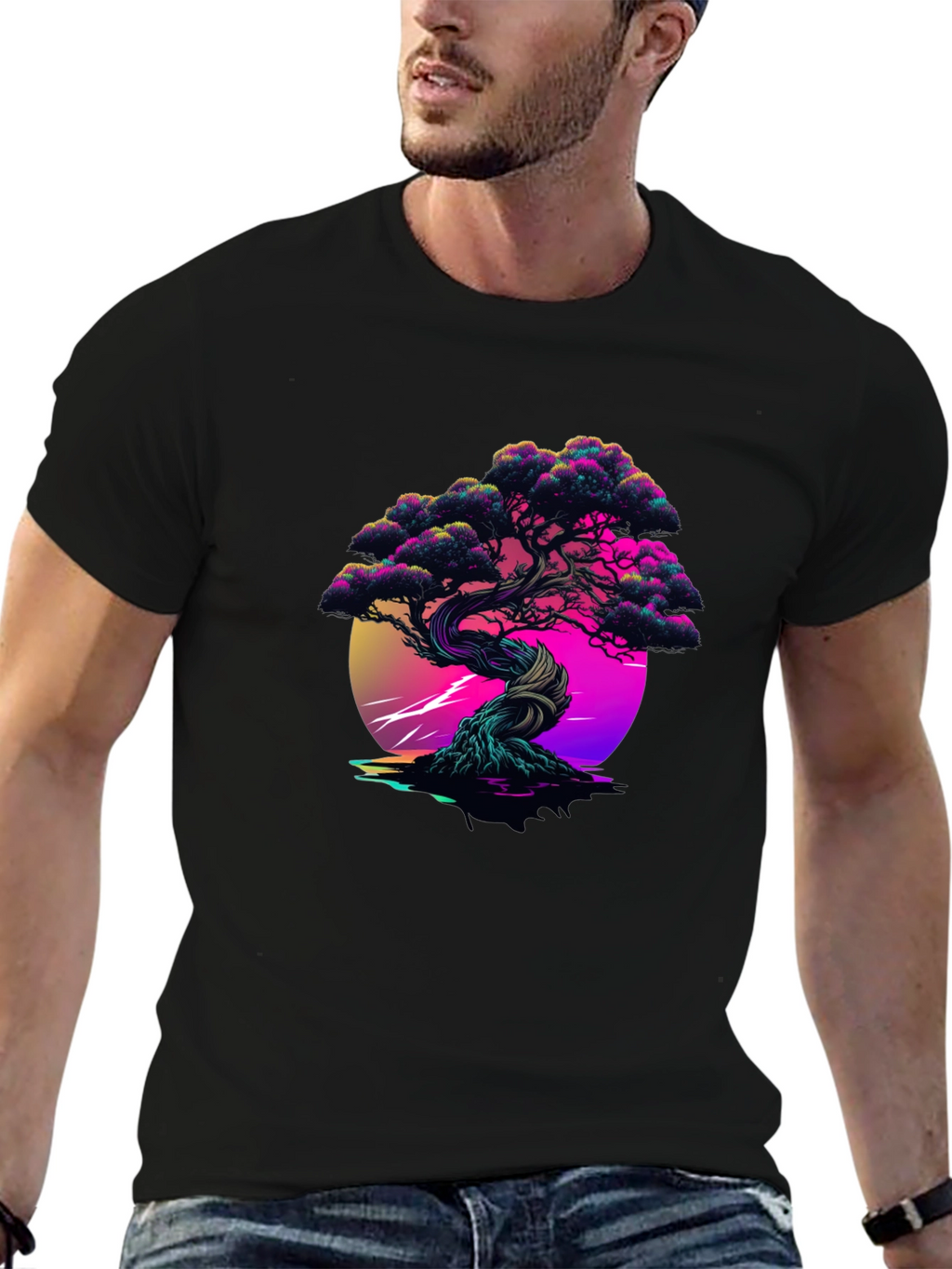 Vaporwave Bonsai Black Tee