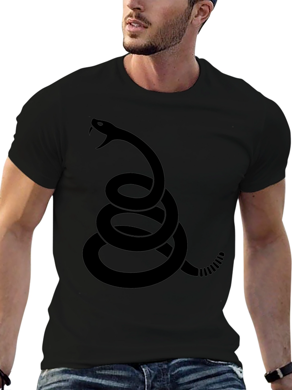 Black Dont Tread On Me Snake T-Shirt