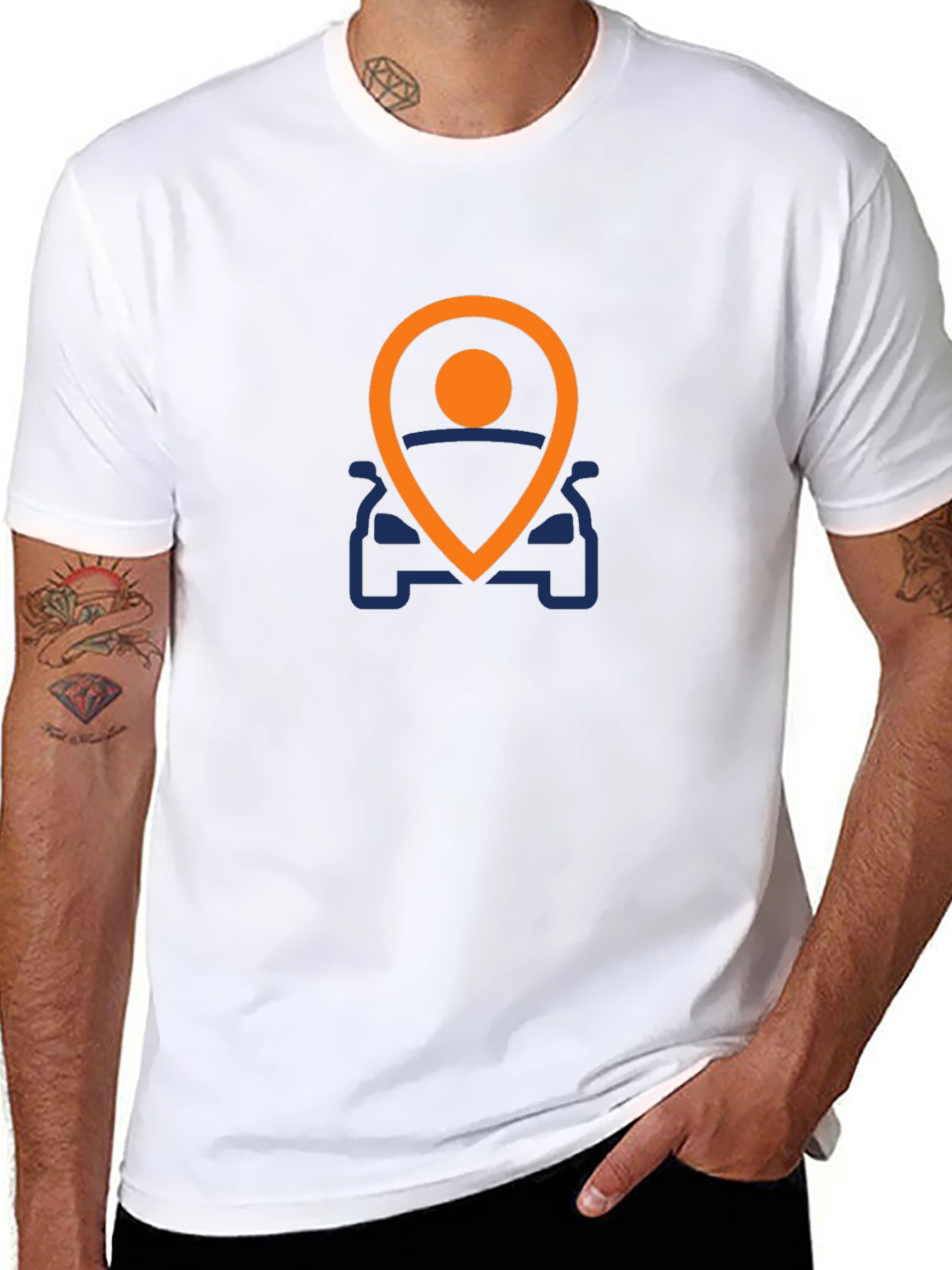Mens Black T-Shirt with Car Location Graphic