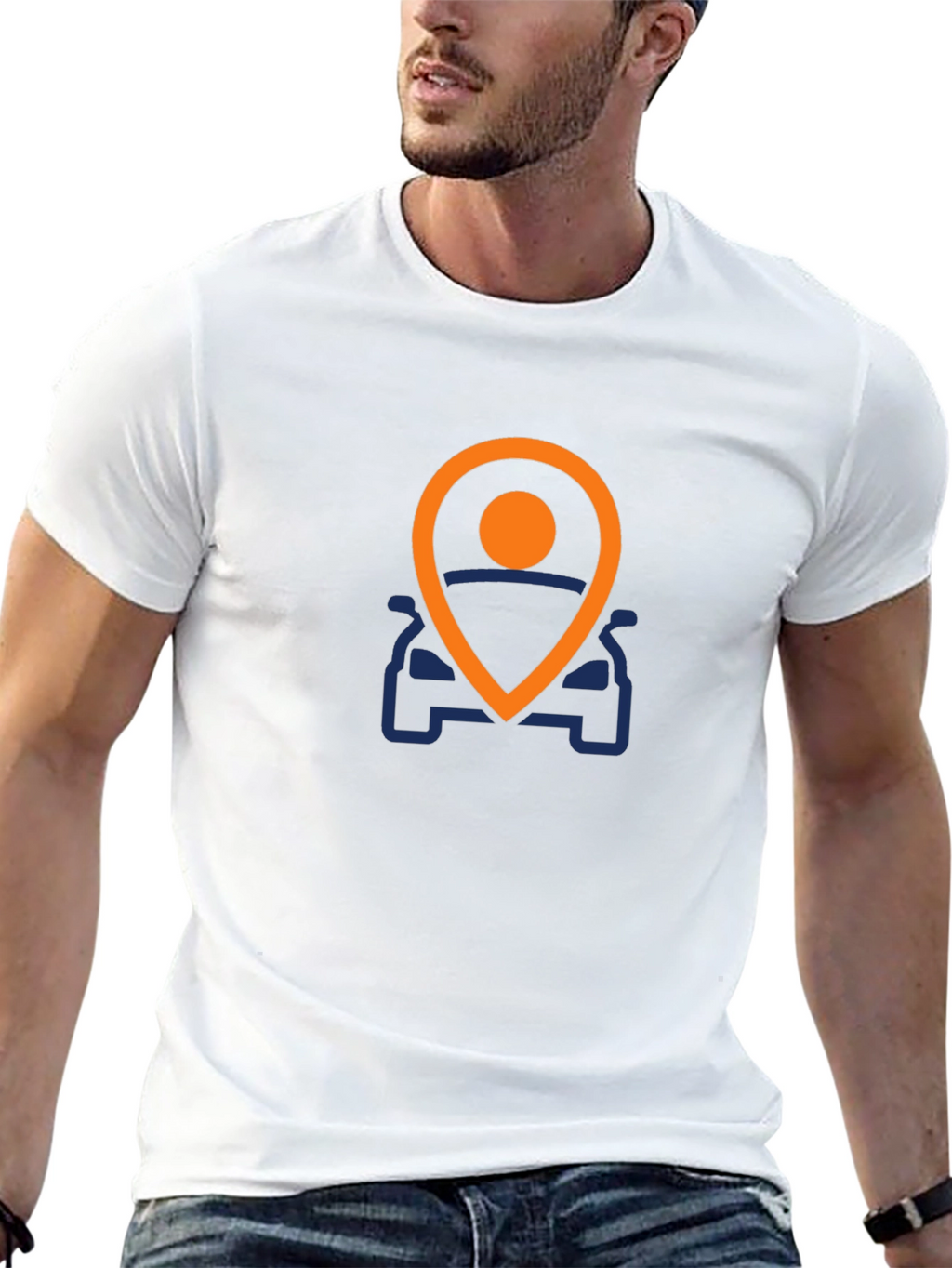 Mens Black T-Shirt with Car Location Graphic