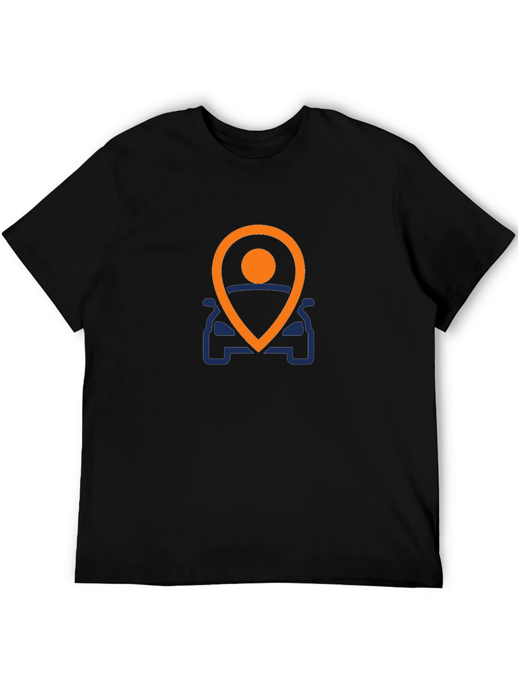 Mens Black T-Shirt with Car Location Graphic