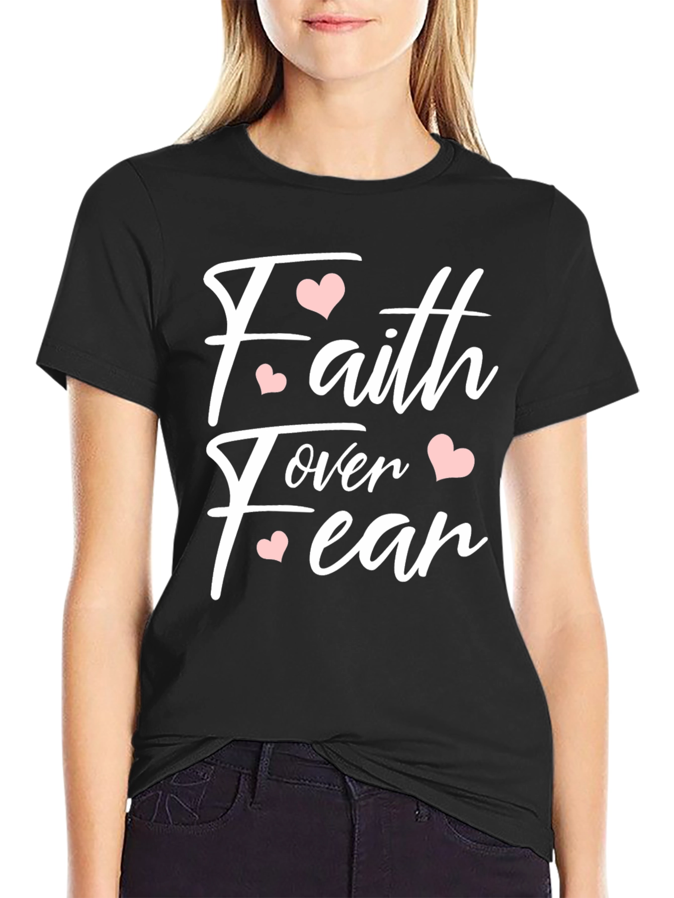 Faith Over Fear Heart Graphic T-Shirt