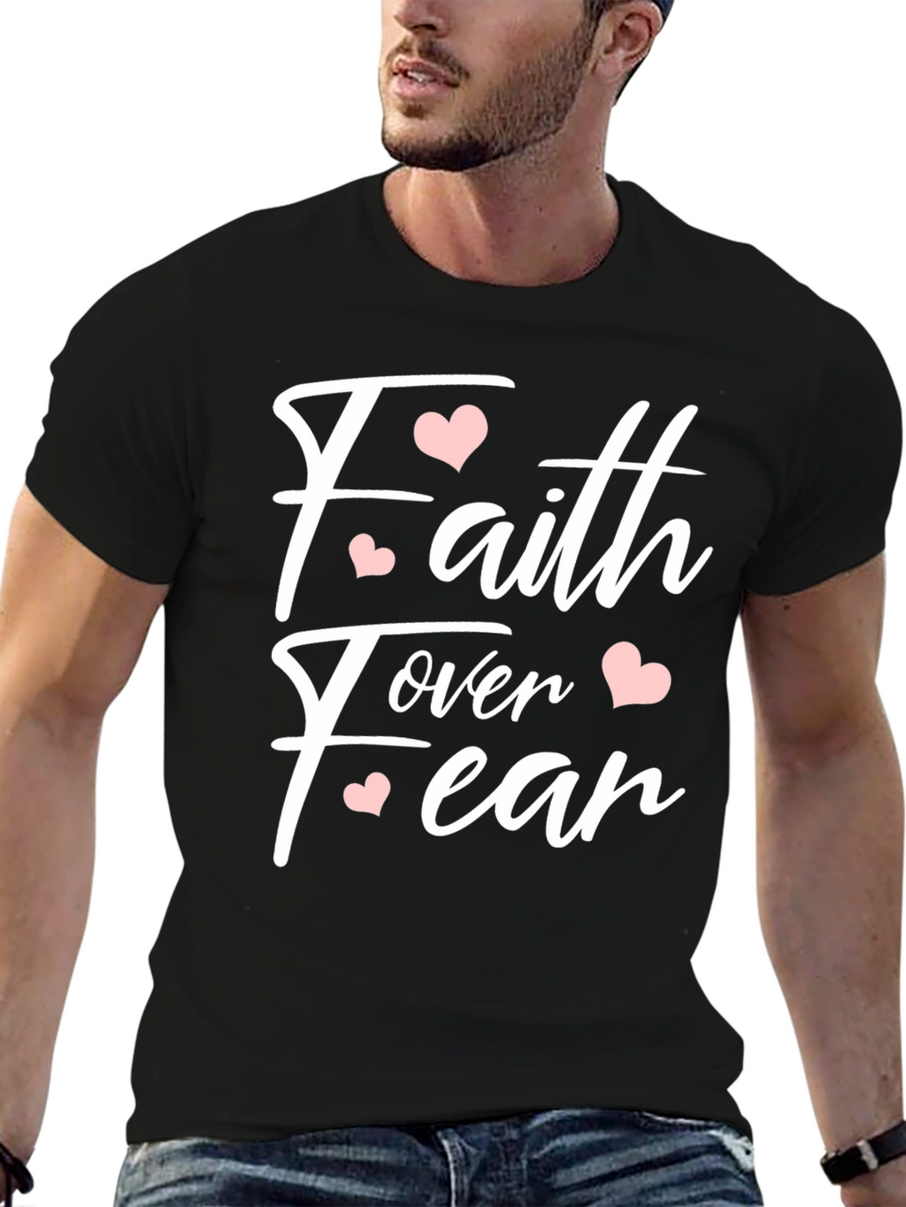 Faith Over Fear Heart Graphic T-Shirt
