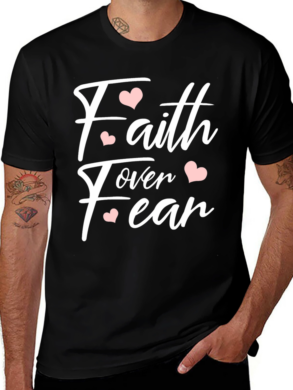 Faith Over Fear Heart Graphic T-Shirt