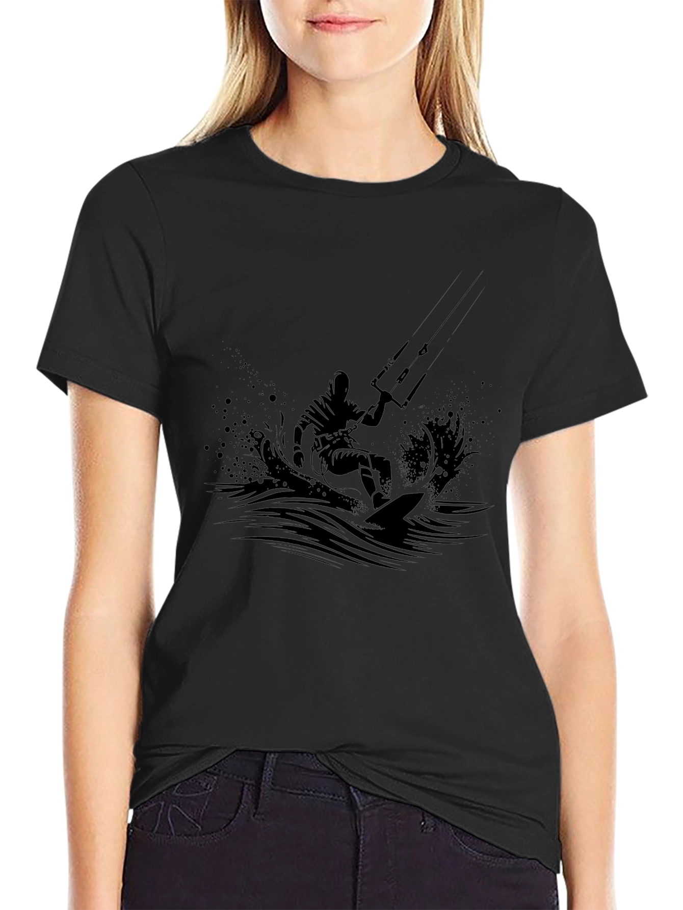 Black Kitesurfing Graphic Tee