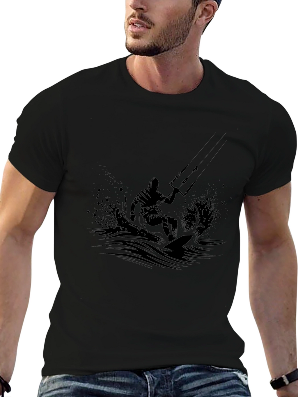 Black Kitesurfing Graphic Tee