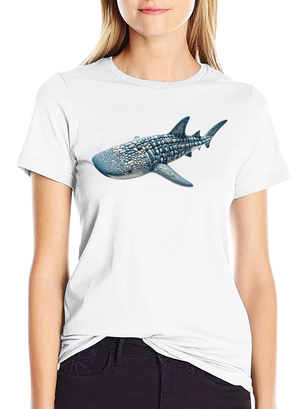 Whale Shark Graphic Tee - Black Cotton T-Shirt