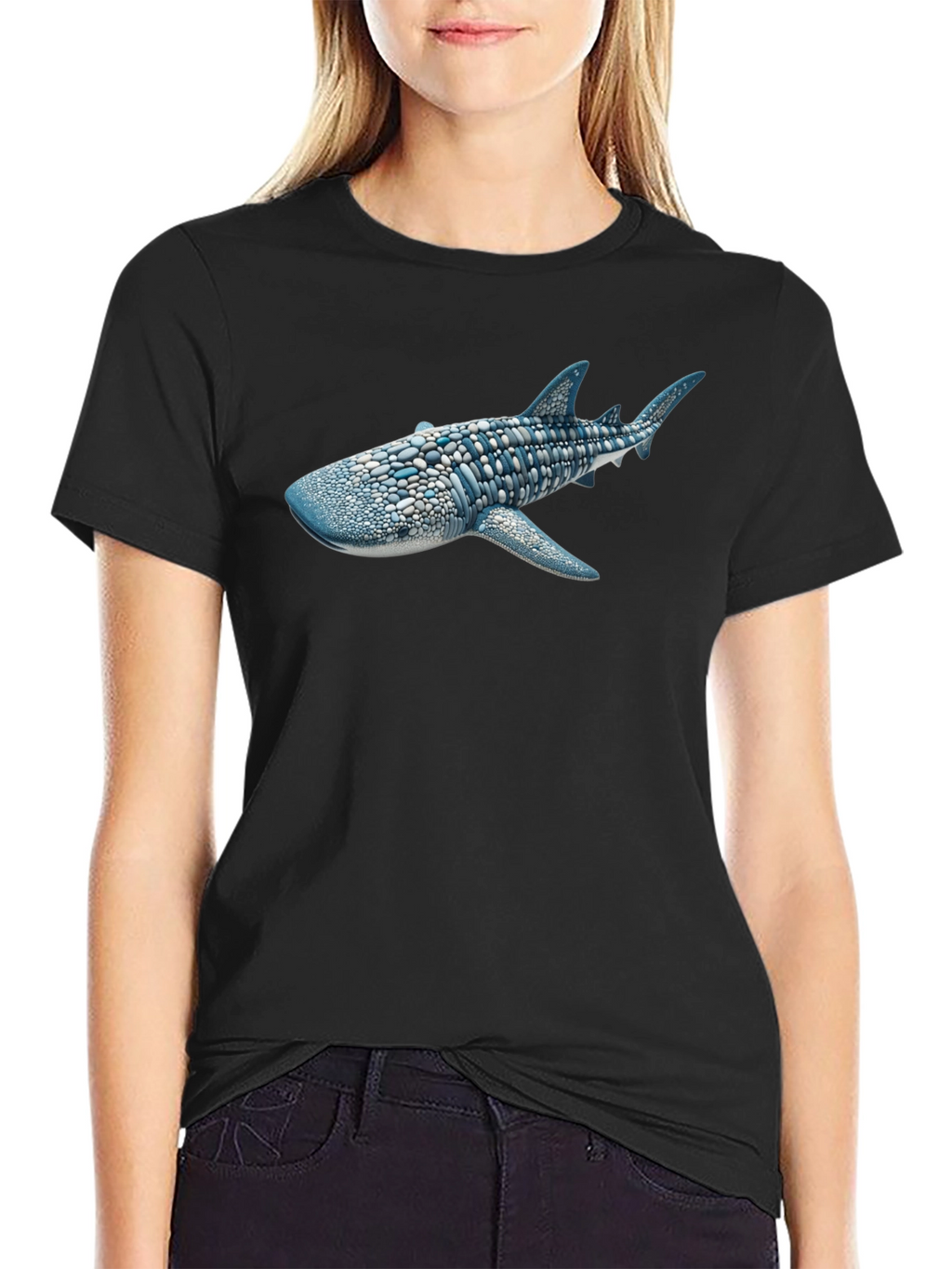 Whale Shark Graphic Tee - Black Cotton T-Shirt