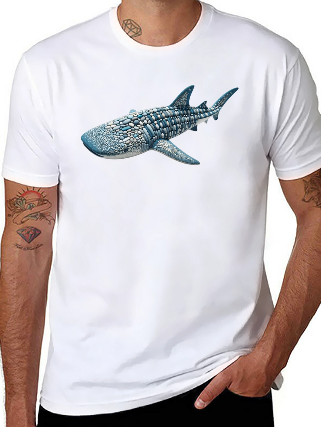 Whale Shark Graphic Tee - Black Cotton T-Shirt