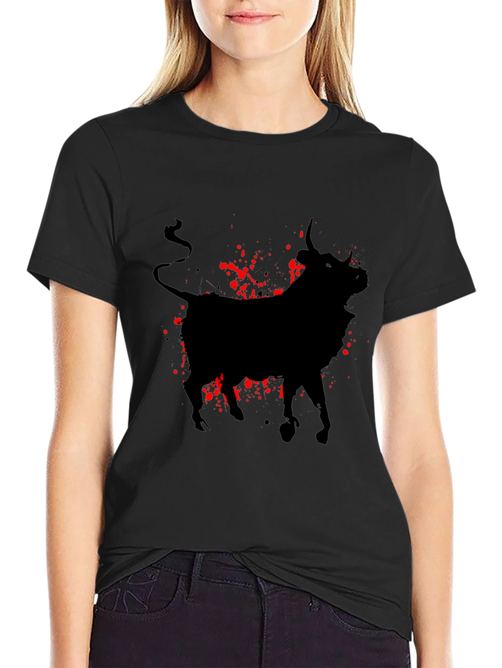 Bull Silhouette Graphic Tee - Black