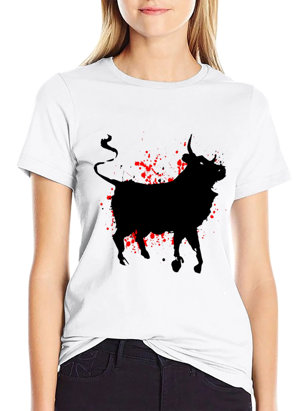 Bull Silhouette Graphic Tee - Black