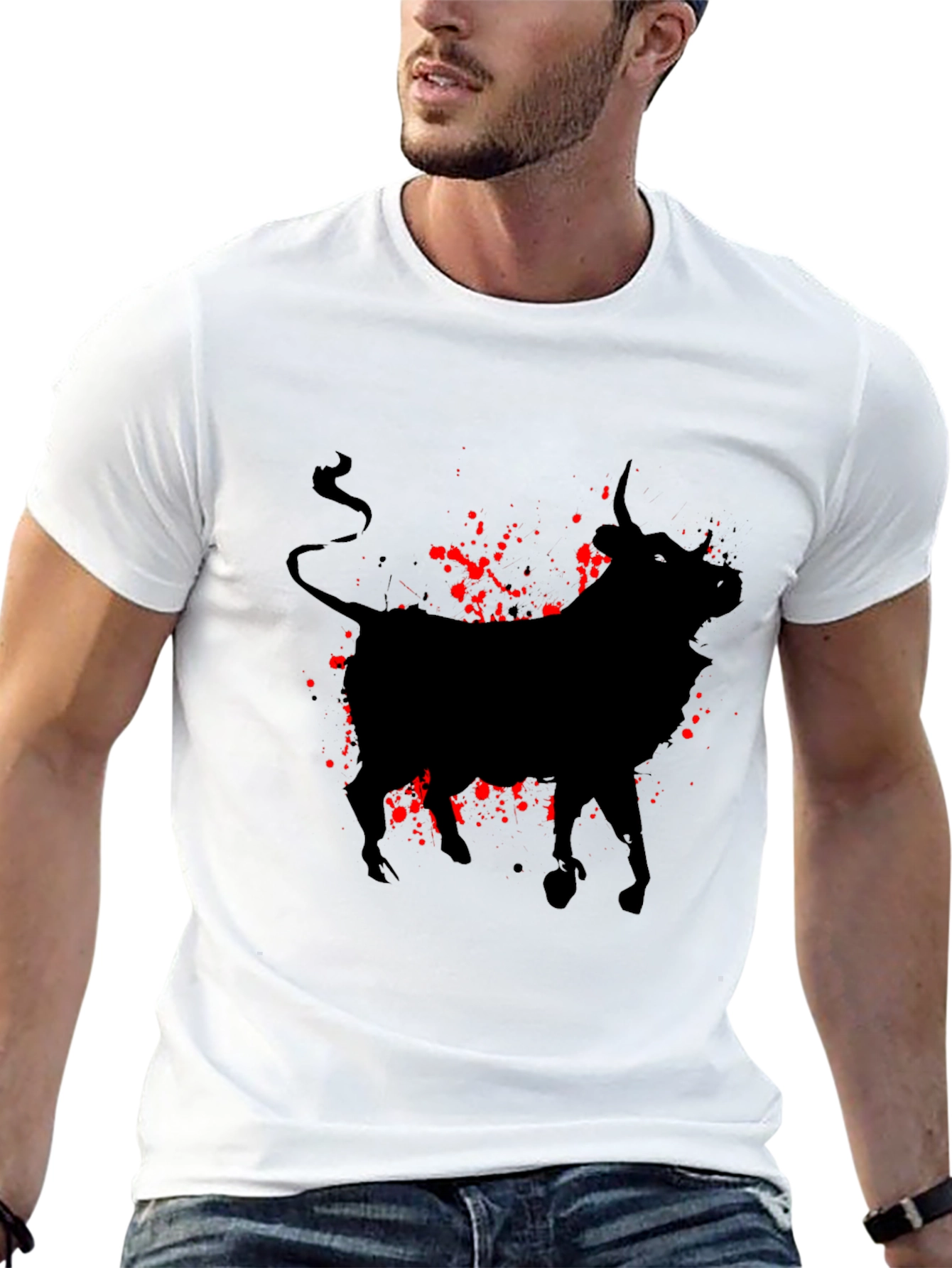 Bull Silhouette Graphic Tee - Black
