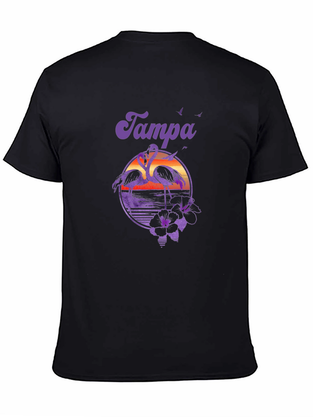 Tampa Flamingo Sunset Graphic Tee - Black