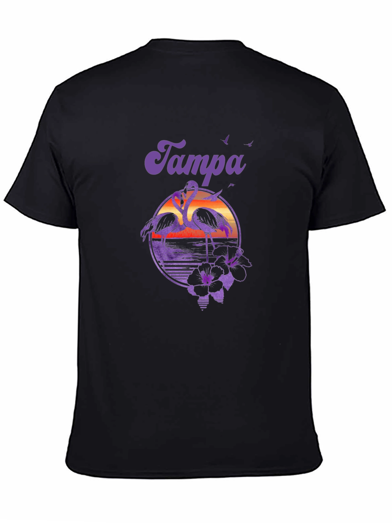 Tampa Flamingo Sunset Graphic Tee - Black