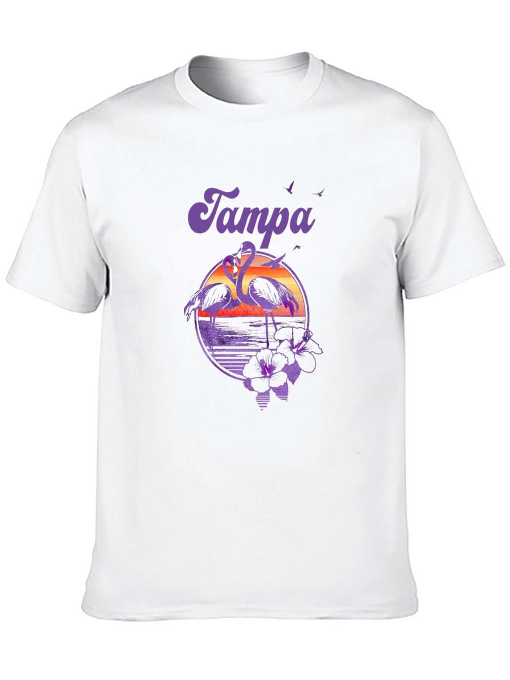 Tampa Flamingo Sunset Graphic Tee - Black