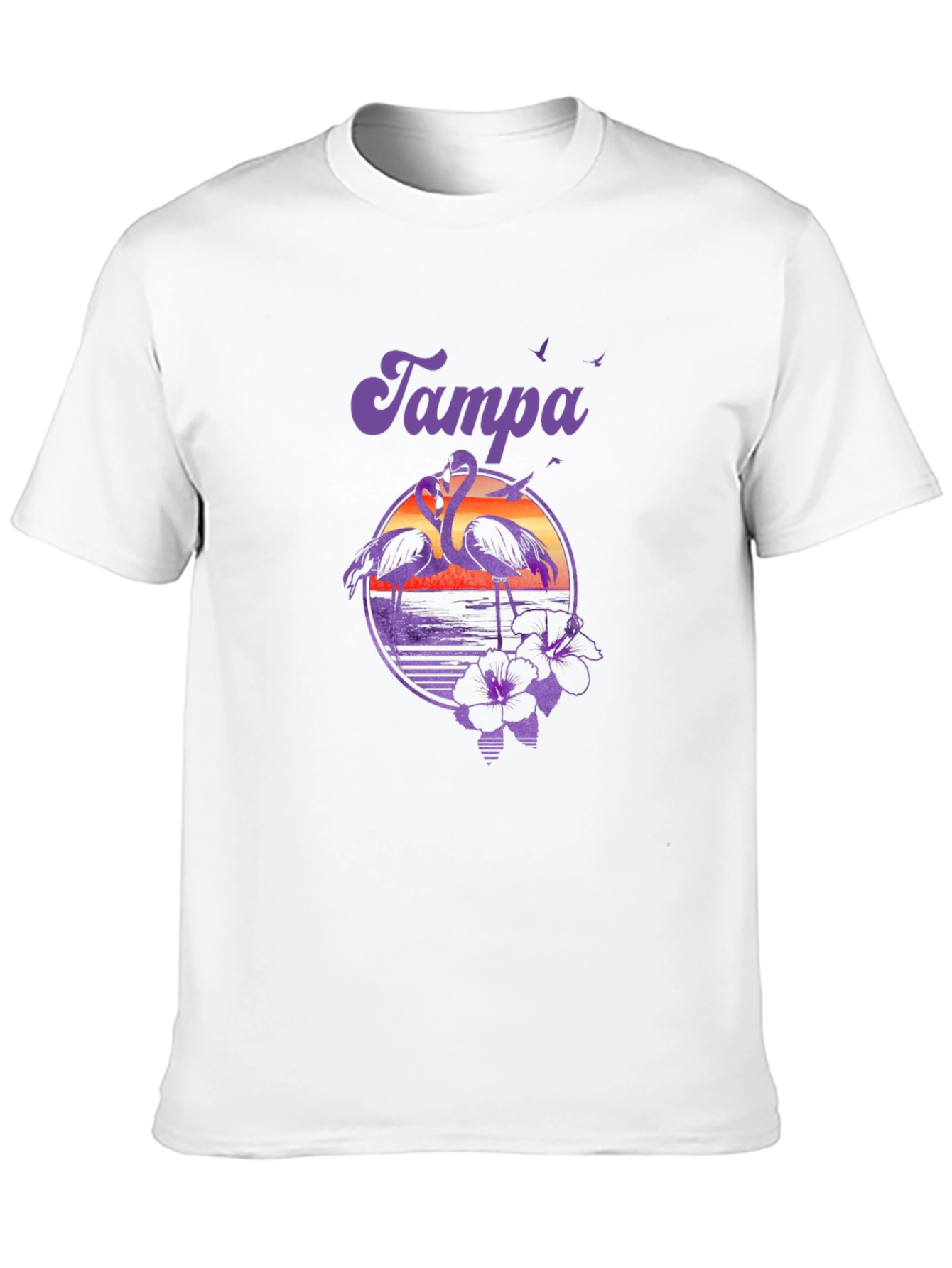 Tampa Flamingo Sunset Graphic Tee - Black