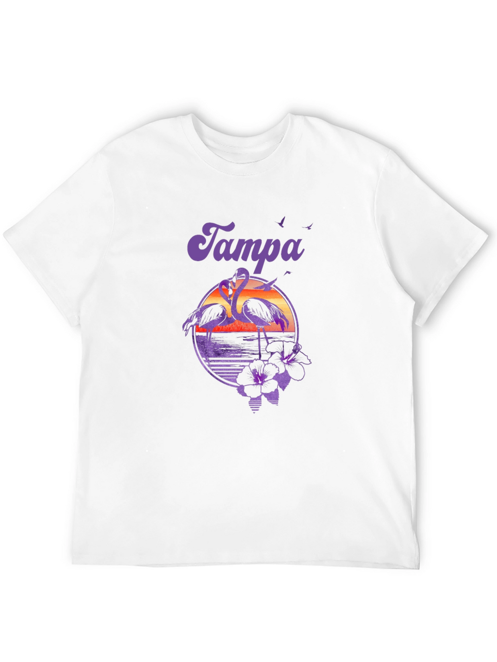 Tampa Flamingo Sunset Graphic Tee - Black